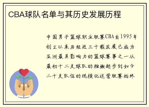 CBA球队名单与其历史发展历程
